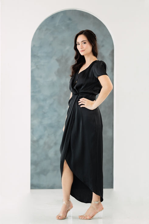 GS Party: Johanna Silk Dress with Sleeves